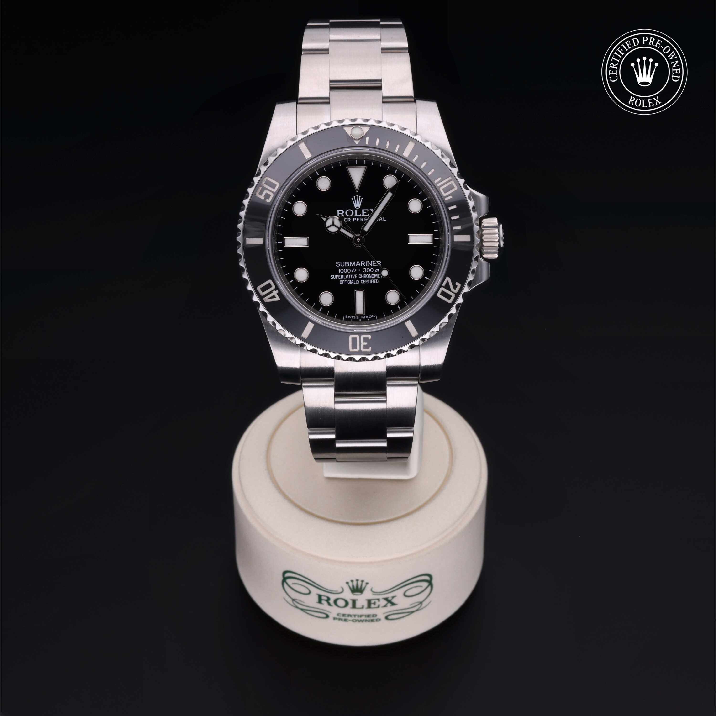 Rolex Certified Pre-owned Submariner M114060-0002 front on black background