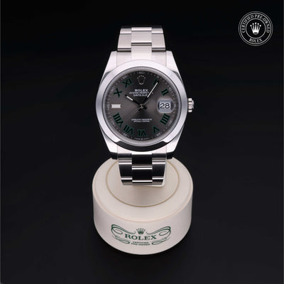 Rolex Certified Pre-owned Datejust M126300-0013 front on black background