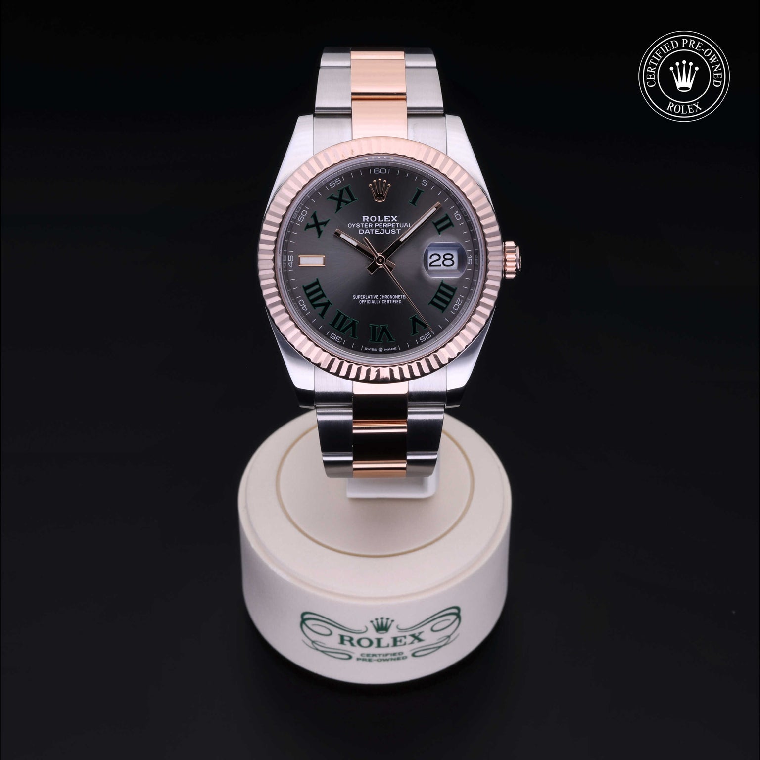 Rolex Certified Pre-owned Datejust M126331-0015 front on black background