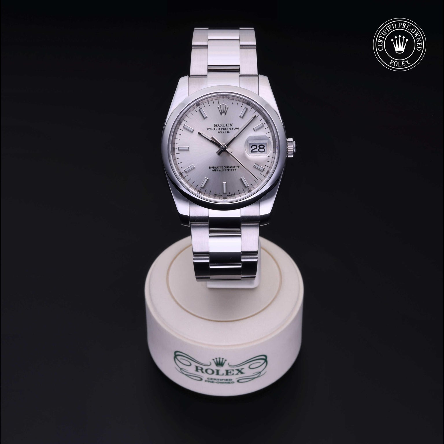 Rolex CPO Date M115200 front on white background