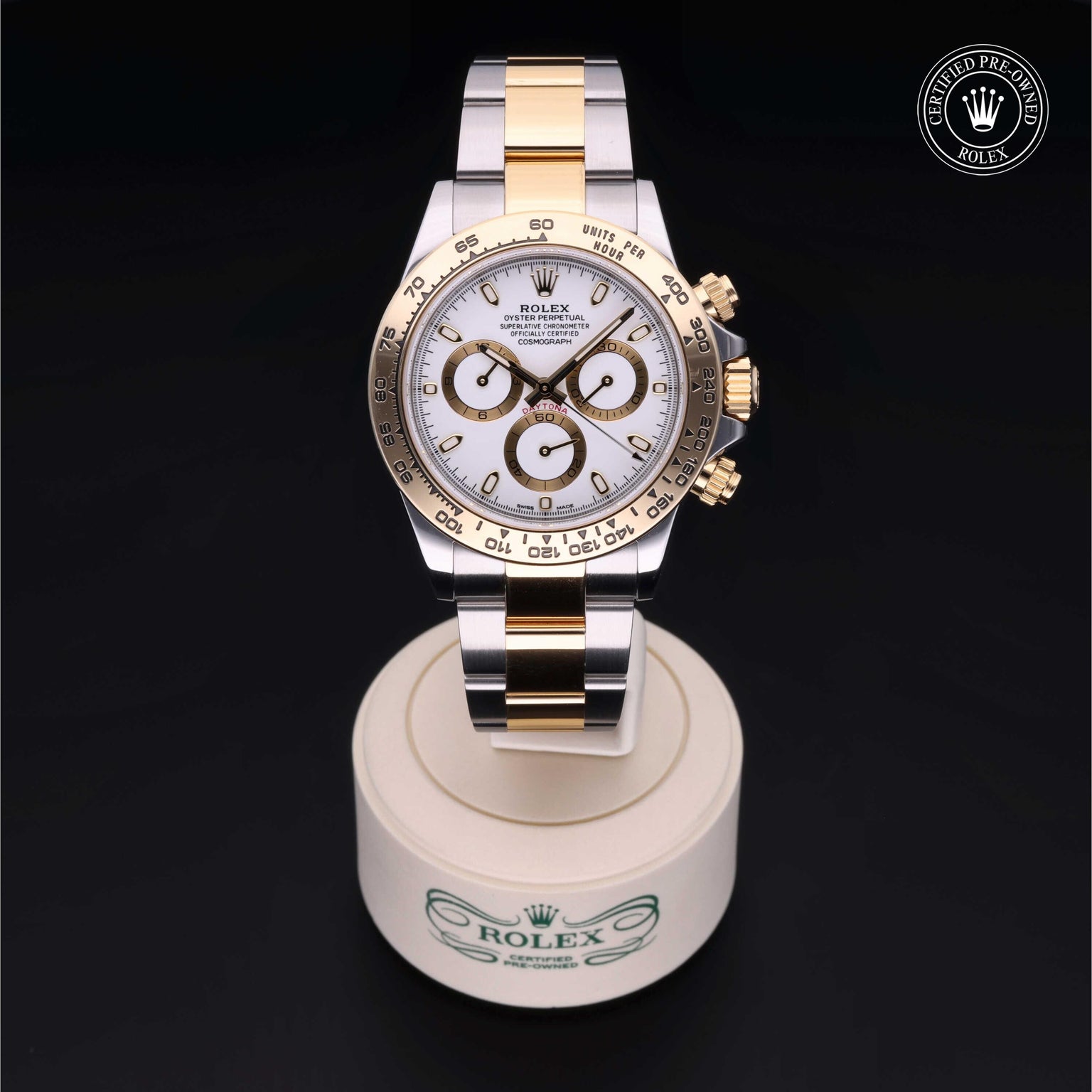 Rolex Certified Pre-owned Daytona M116503-0001 front on black background