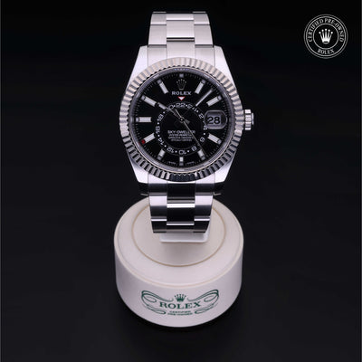 Rolex Certified Pre-owned Sky-Dweller M326934-0005 front on black background