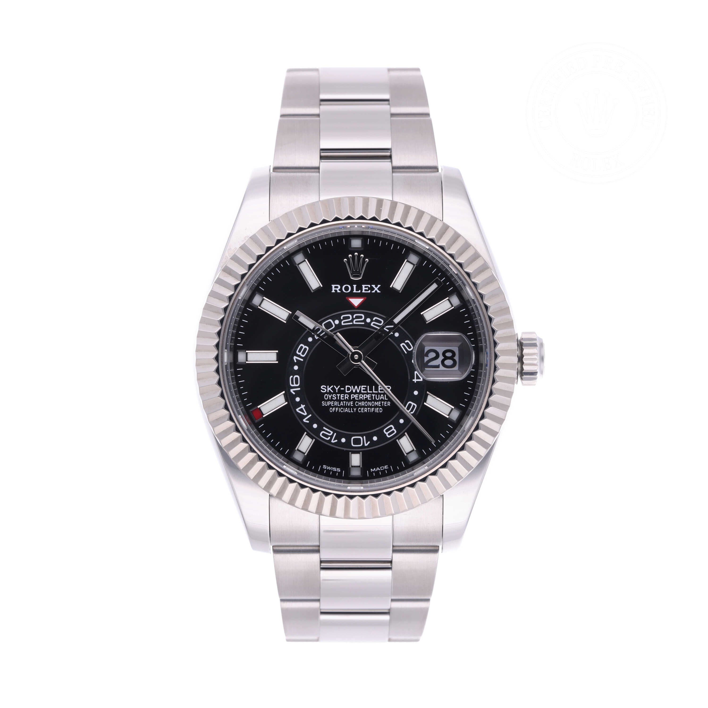 Rolex Certified Pre-owned Sky-Dweller M326934-0005 front on white background