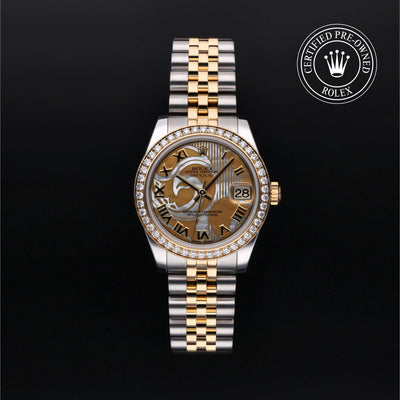Rolex Certified Pre-owned Lady Datejust M178383-0043 front on black background