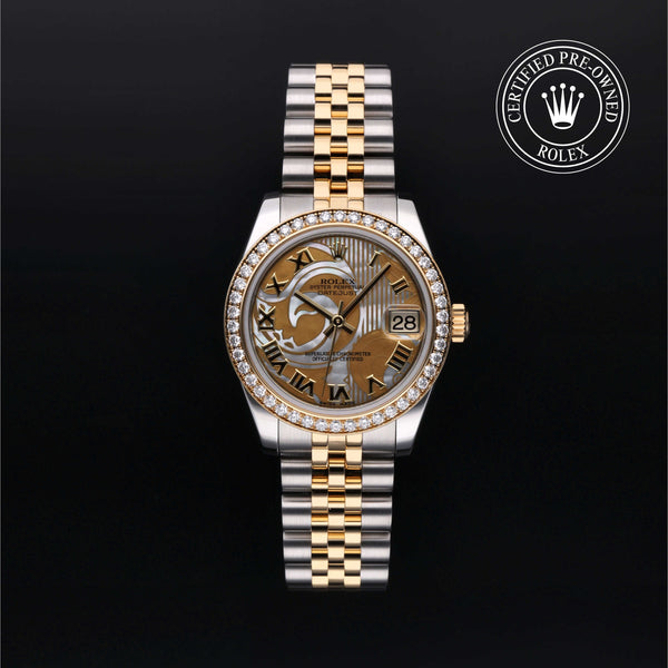Rolex Certified Pre-owned Lady Datejust M178383-0043 front on black background