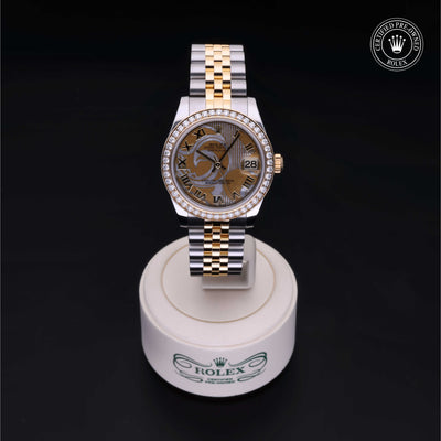 Rolex Certified Pre-owned Lady Datejust M178383-0043 front on black background