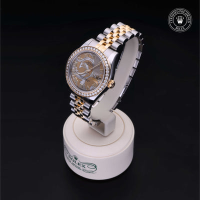 Rolex Certified Pre-owned Lady Datejust M178383-0043 front on black background