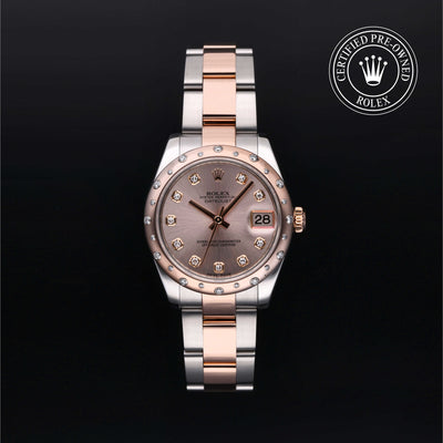 Rolex Certified Pre-owned Lady Datejust M178341-0017 front on black background