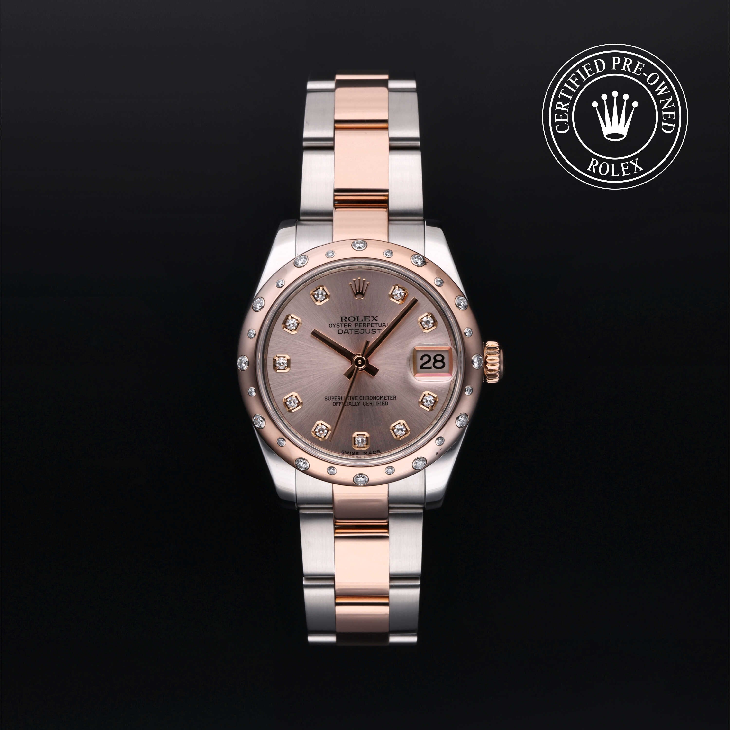 Rolex Certified Pre-owned Lady Datejust M178341-0017 front on black background