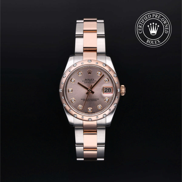 Rolex Certified Pre-owned Lady Datejust M178341-0017 front on black background
