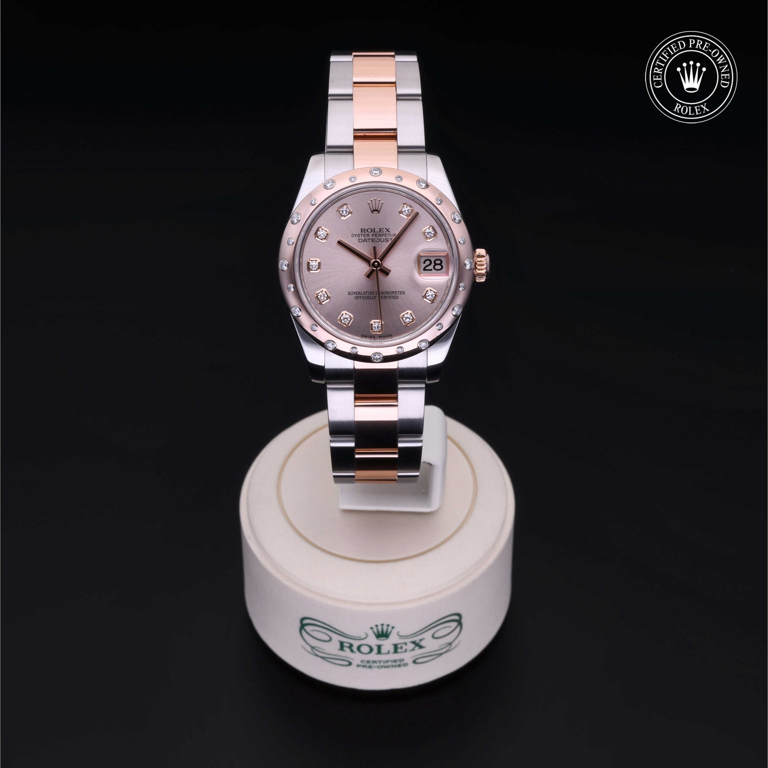 Rolex Certified Pre-owned Lady Datejust M178341-0017 front on black background