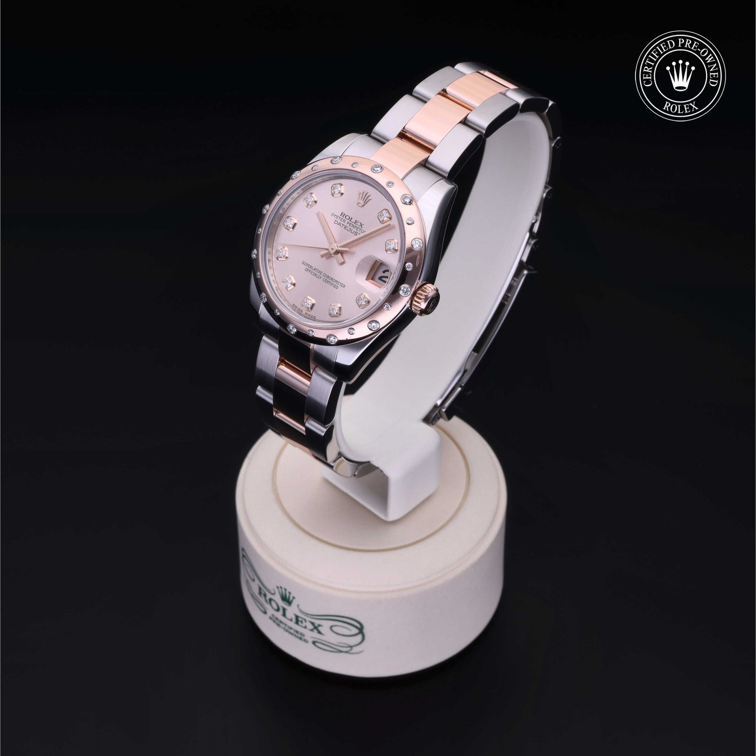 Rolex Certified Pre-owned Lady Datejust M178341-0017 front on black background