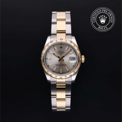 Rolex Certified Pre-owned Lady Datejust M178343-0055 front on black background