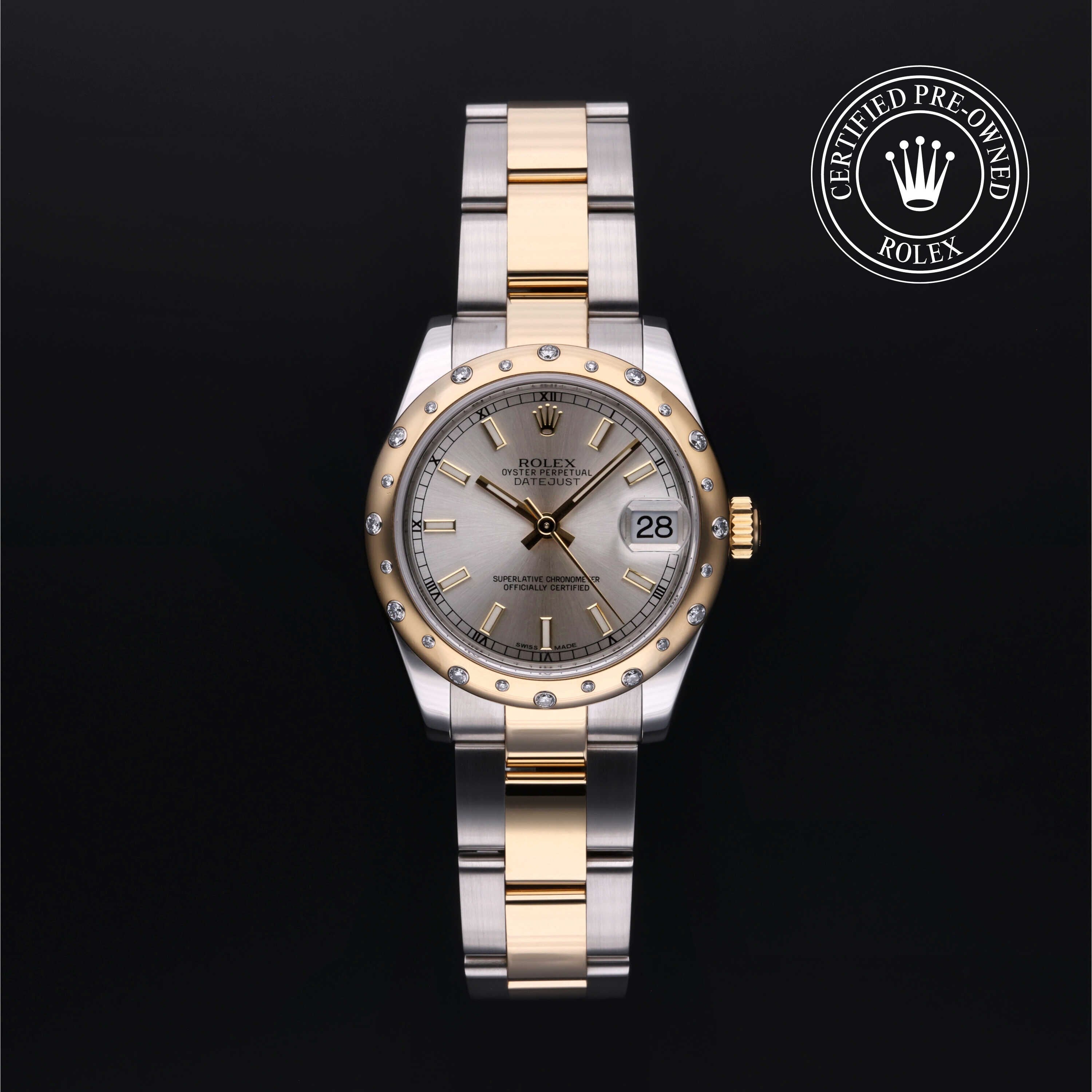 Rolex Certified Pre-owned Lady Datejust M178343-0055 front on black background