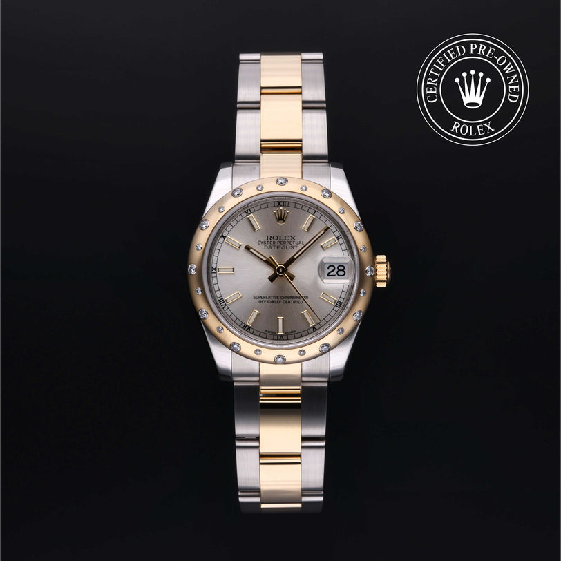 Rolex Certified Pre-owned Lady Datejust M178343-0055 front on black background