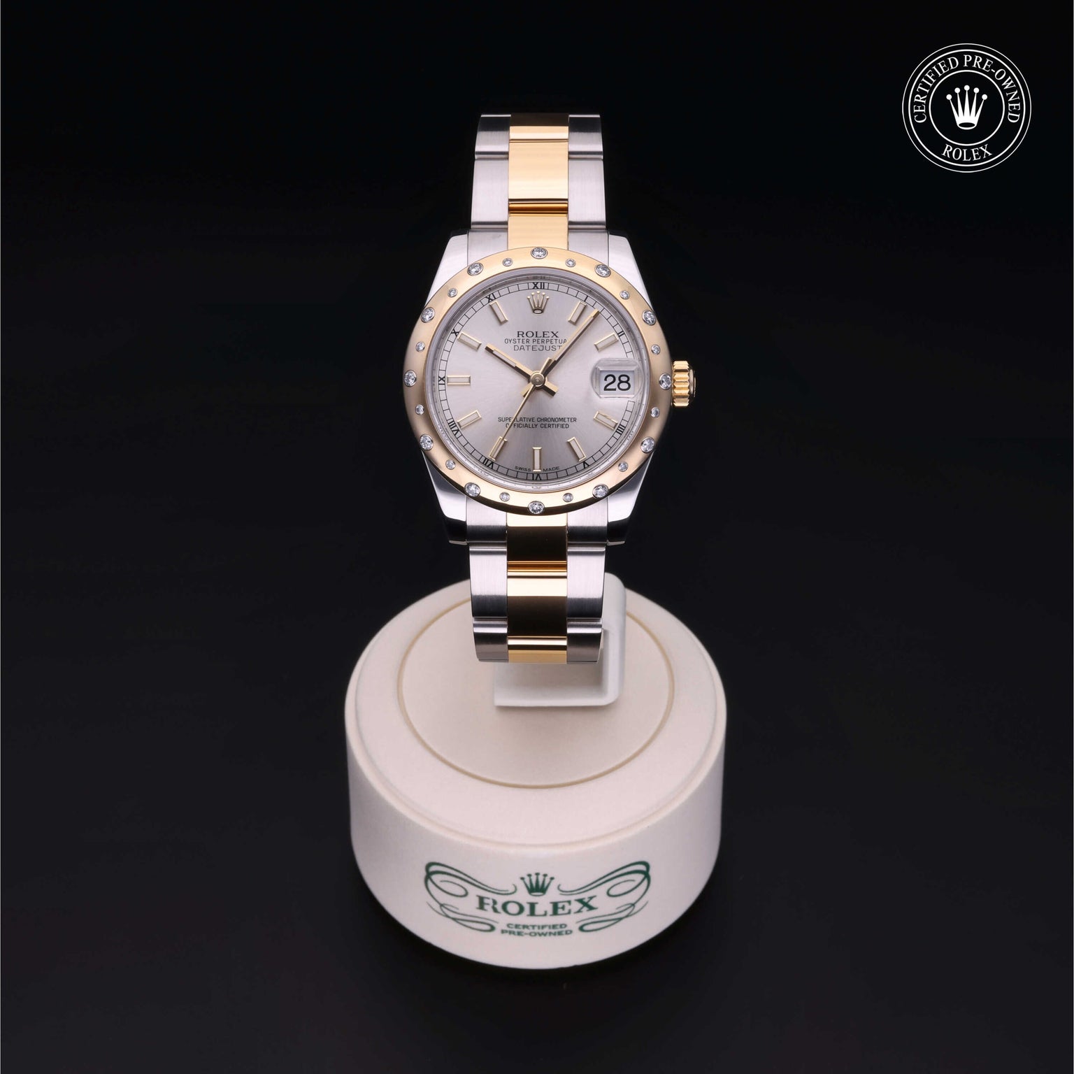 Rolex Certified Pre-owned Lady Datejust M178343-0055 front on black background