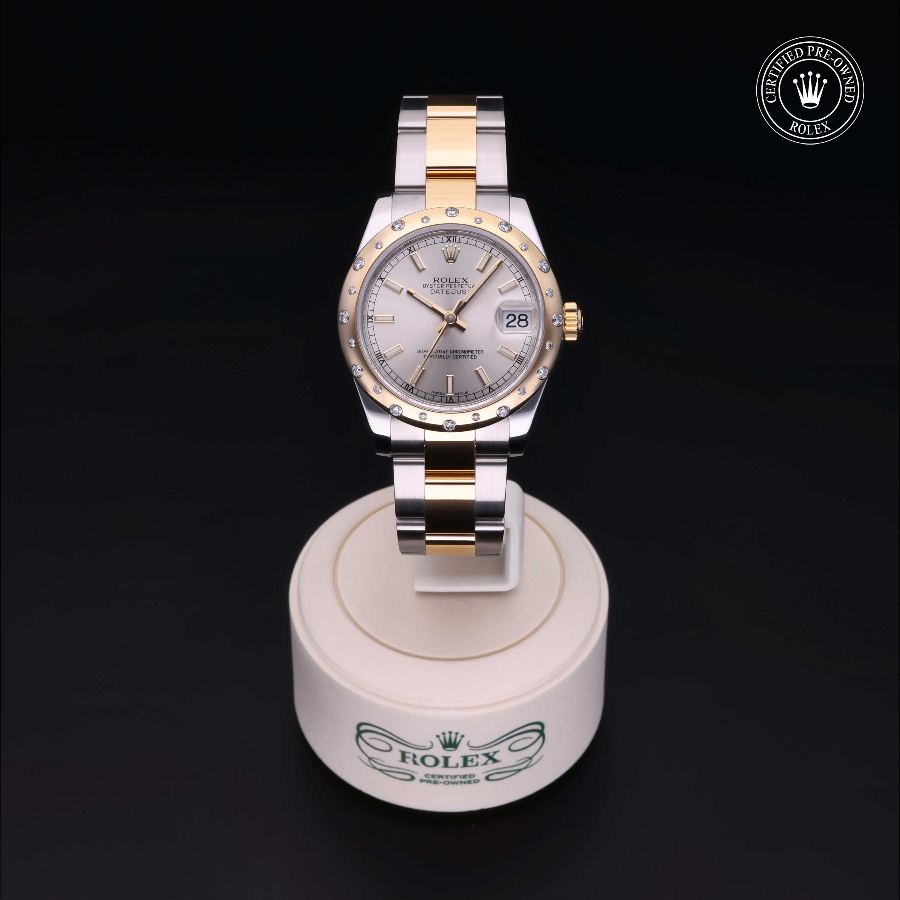 Rolex Certified Pre-owned Lady Datejust M178343-0055 front on black background