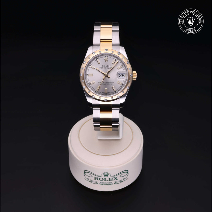 Rolex Certified Pre-owned Lady Datejust M178343-0055 front on black background