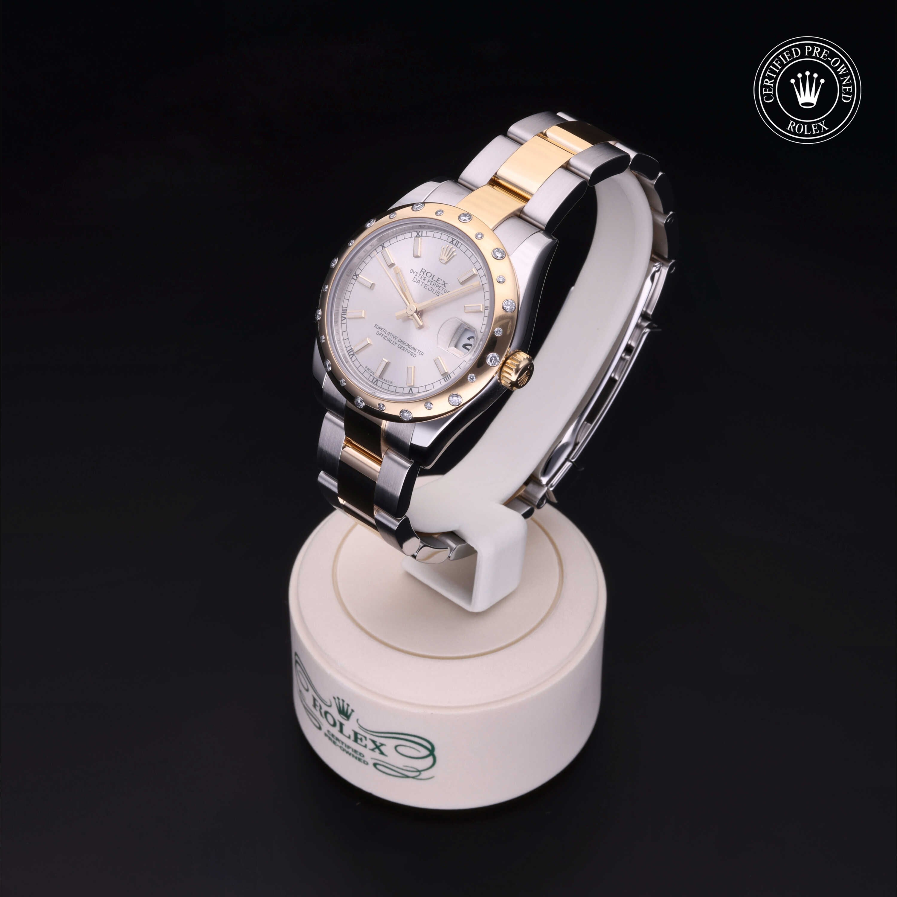 Rolex Certified Pre-owned Lady Datejust M178343-0055 front on black background