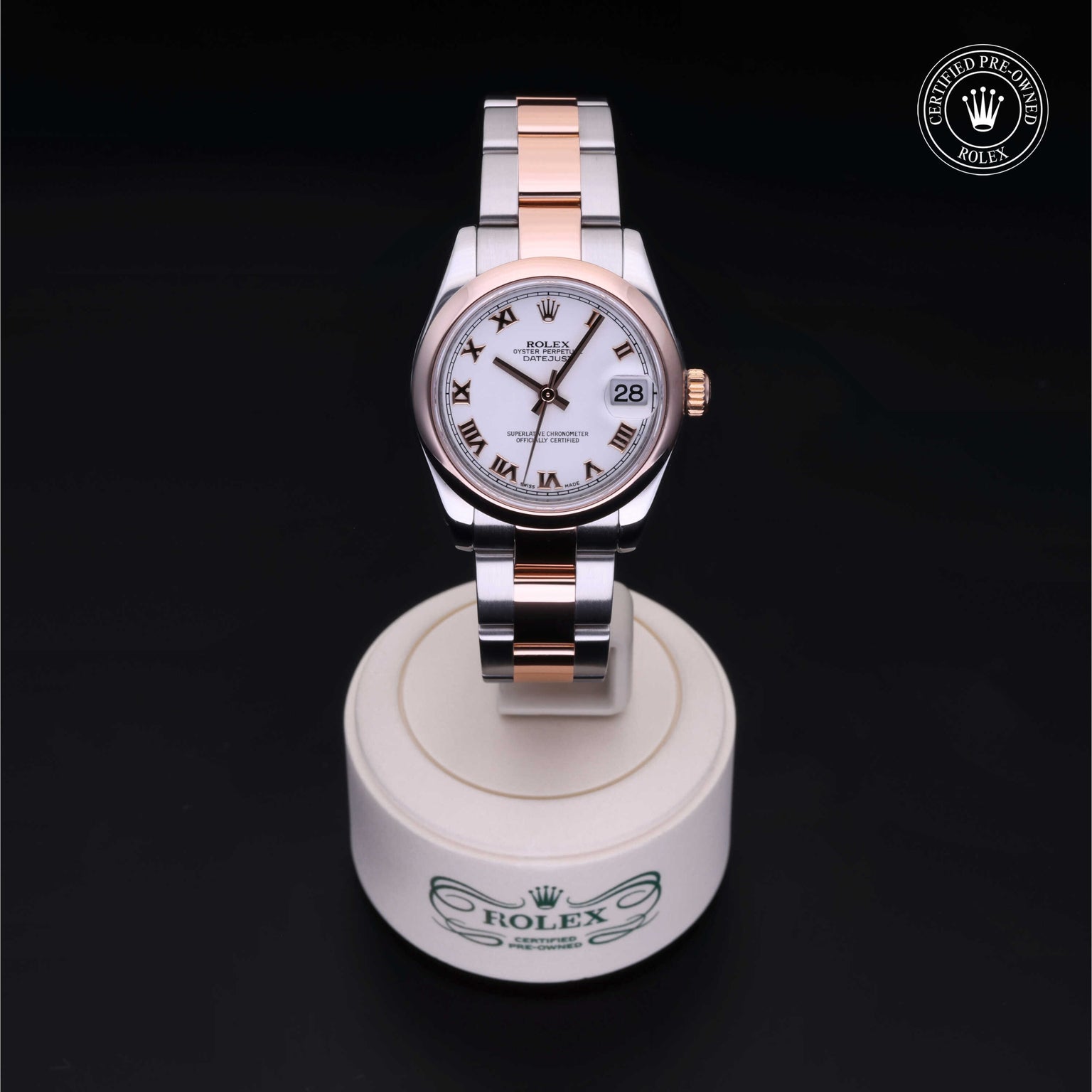 Rolex Certified Pre-owned Lady Datejust M178241-0009 front on black background