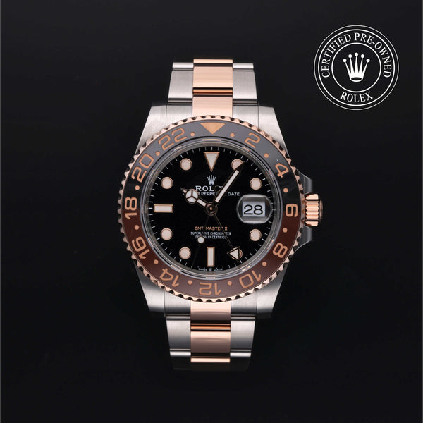 Rolex Certified Pre-owned GMT II M126711CHNR-0002 front on black background
