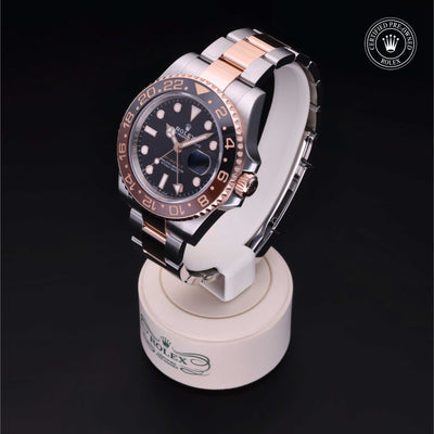 Rolex Certified Pre-owned GMT II M126711CHNR-0002 front on black background