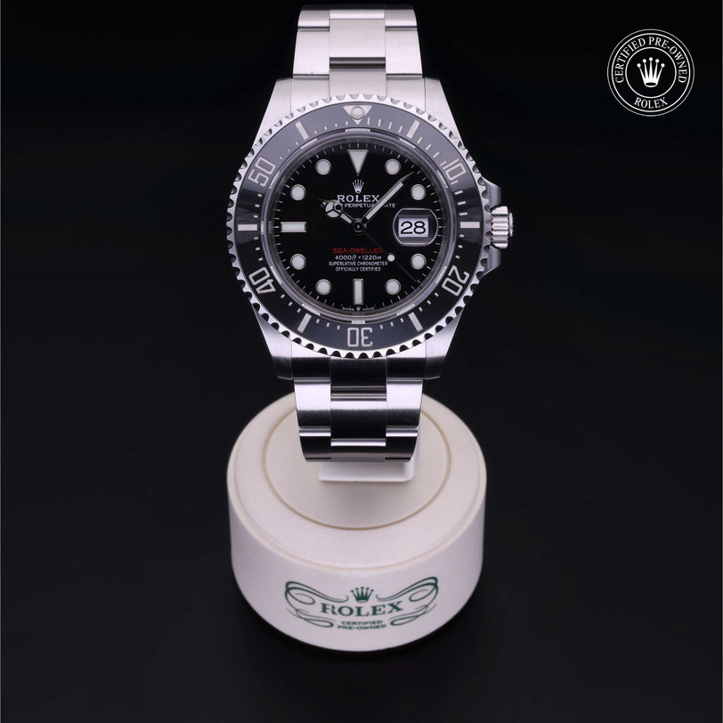Rolex Certified Pre-owned Sea-Dweller M126600-0001 front on black background