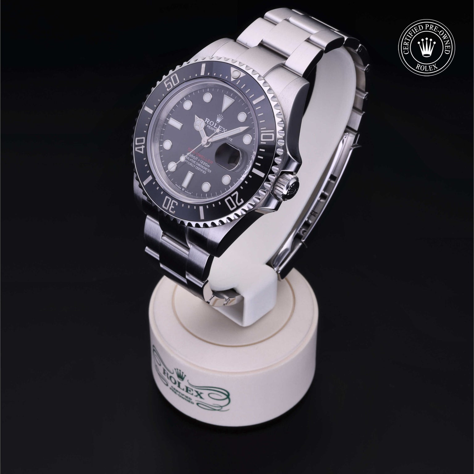 Rolex Certified Pre-owned Sea-Dweller M126600-0001 front on black background