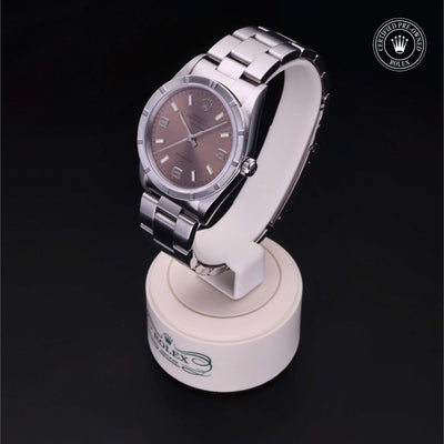 Rolex Certified Pre-owned Air-King M14010-0001 front on black background
