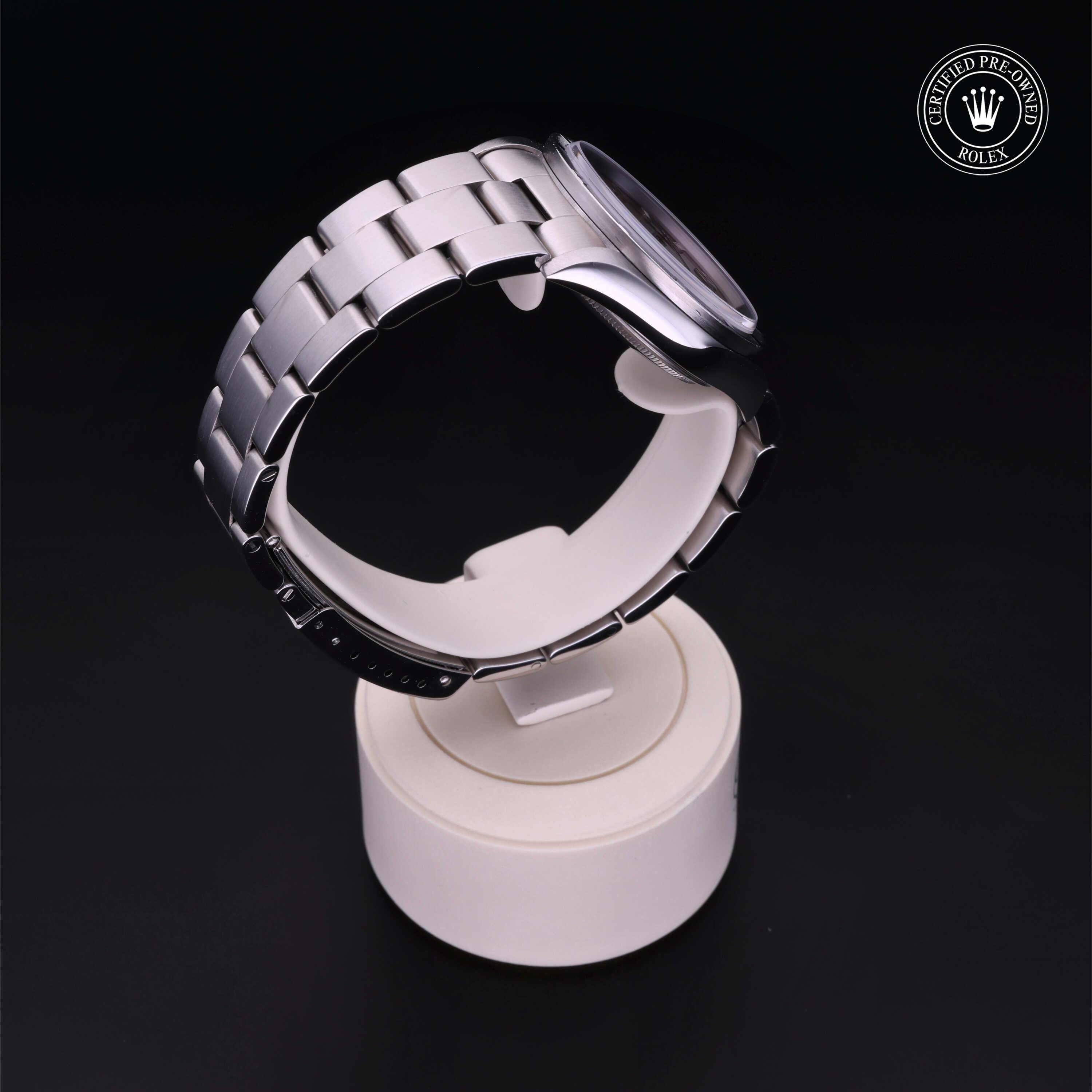 Rolex Certified Pre-owned Air-King M14010-0001 front on black background