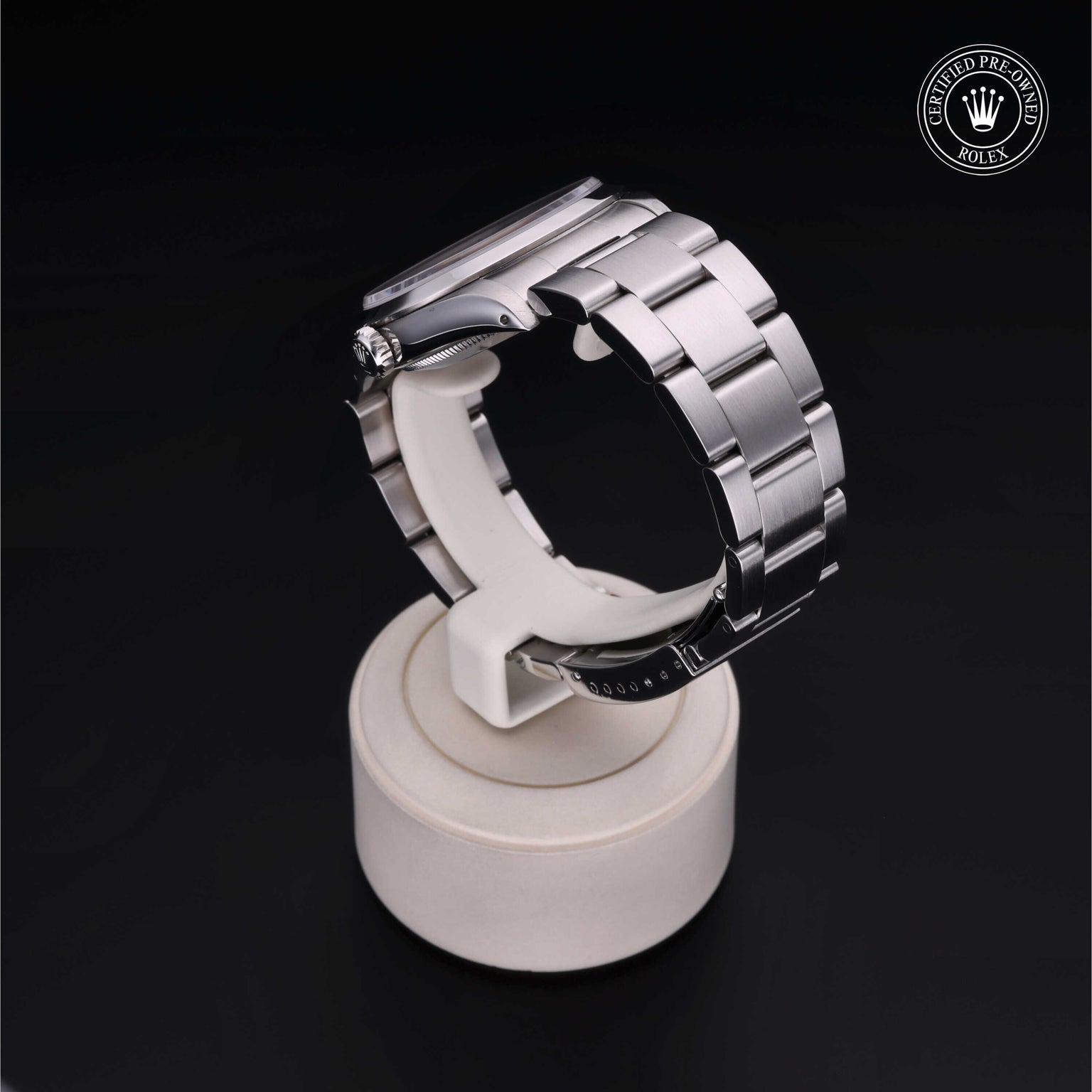 Rolex Certified Pre-owned Explorer M14270-0003 front on black background