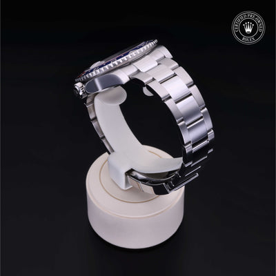 Rolex Certified Pre-owned GMT M126710BLRO-0002 front on black background