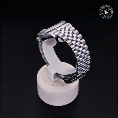 Rolex Certified Pre-owned Datejust M126234-0037 front on black background