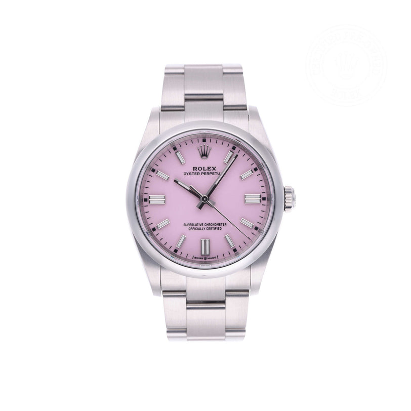 Rolex Certified Pre-owned Oyster Perpetual M126000-0008 front on white background