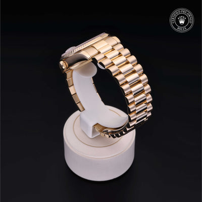 Rolex Certified Pre-owned Day-date M118238-0103 front on black background