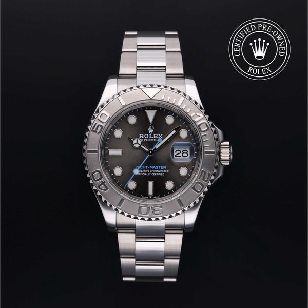 Rolex Certified Pre-owned Yacht-Master M126622-0001 front on black background