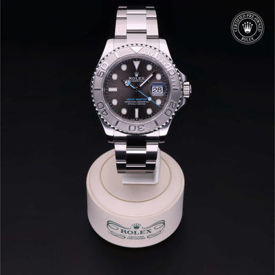 Rolex Certified Pre-owned Yacht-Master M126622-0001 front on black background