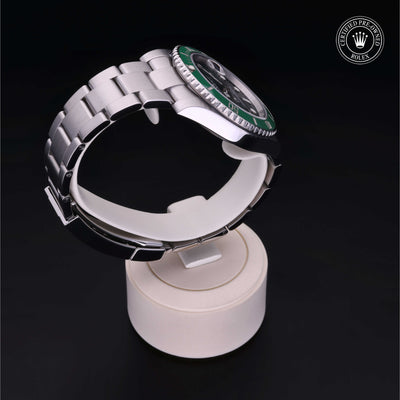 Rolex Certified Pre-owned Submariner M116610LV-0002 front on black background