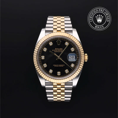 Rolex Certified Pre-owned Datejust M126333-0006 front on black background