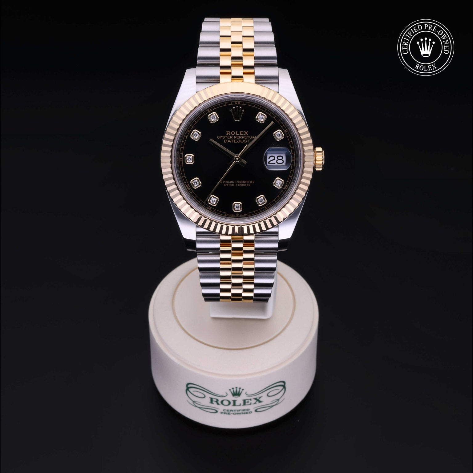 Rolex Certified Pre-owned Datejust M126333-0006 front on black background