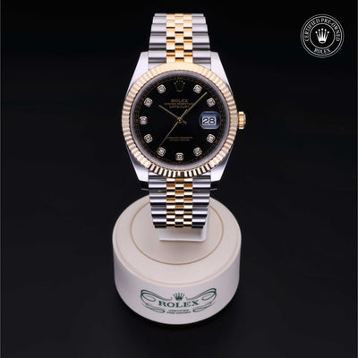 Rolex Certified Pre-owned Datejust M126333-0006 front on black background