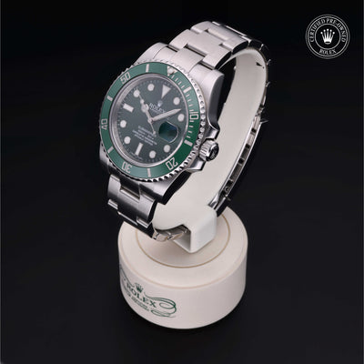Rolex Certified Pre-owned Submariner M116610LV-0002 front on black background