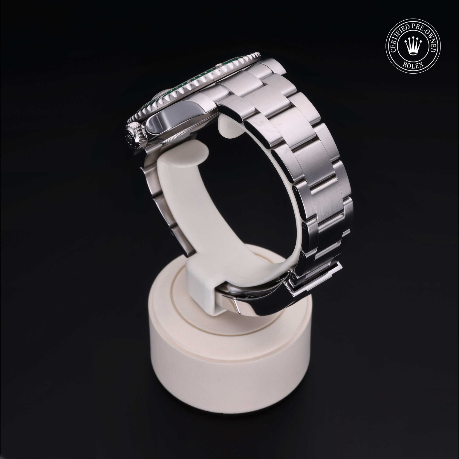 Rolex Certified Pre-owned Submariner M116610LV-0002 front on black background