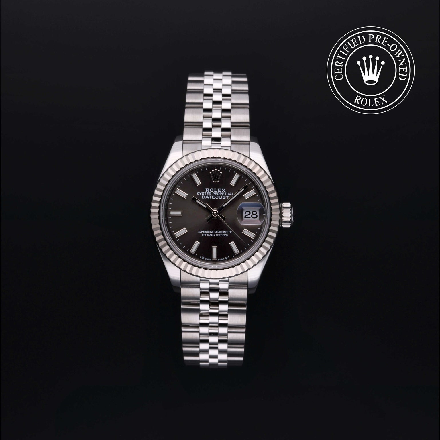 Rolex Certified Pre-owned Lady Datejust M279174-0011 front on black background