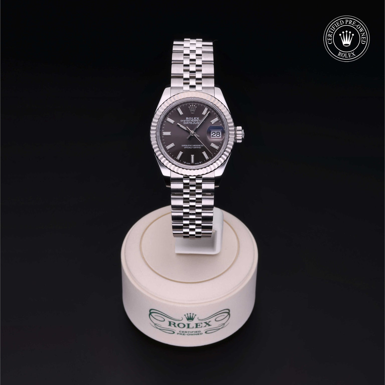 Rolex Certified Pre-owned Lady Datejust M279174-0011 front on black background
