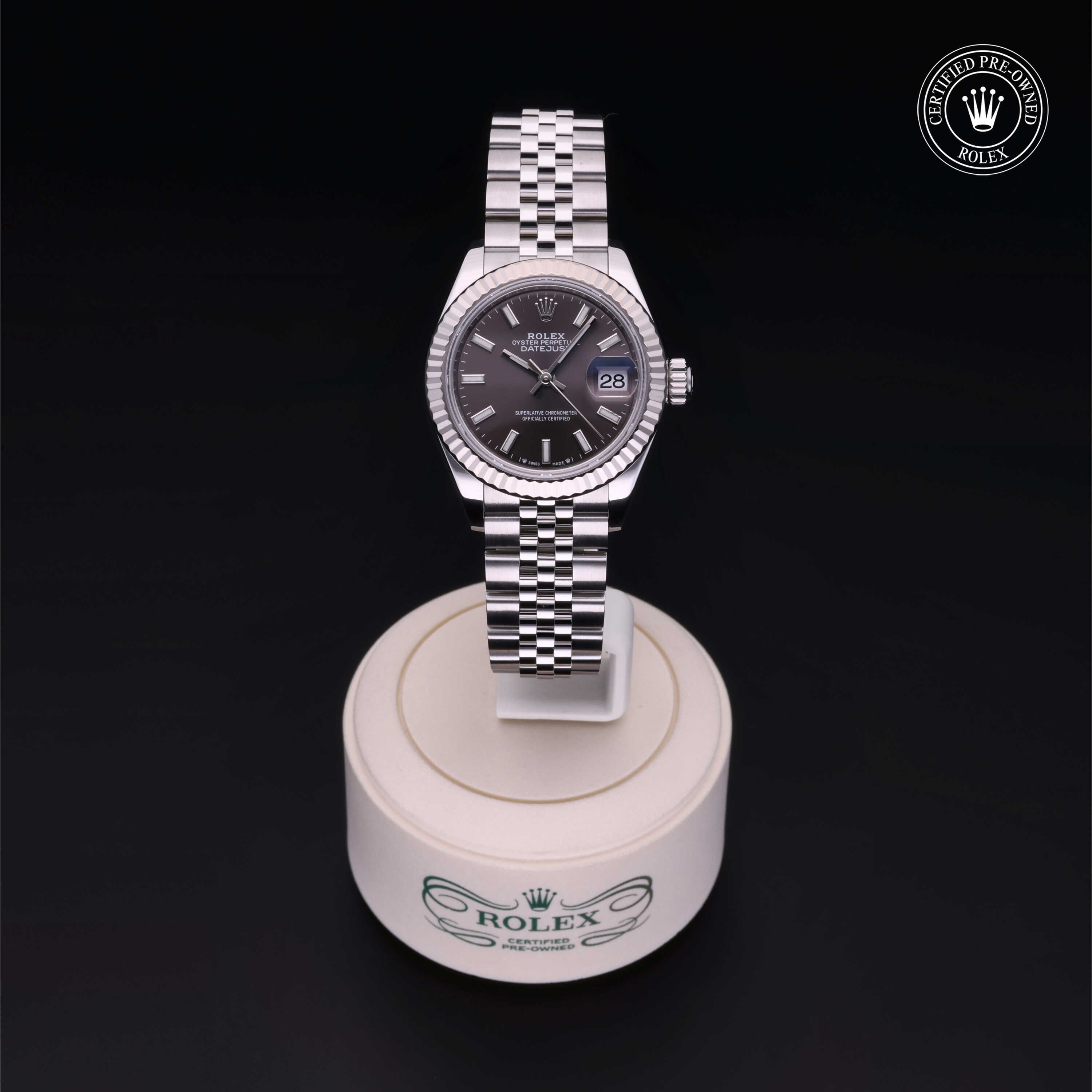 Rolex Certified Pre-owned Lady Datejust M279174-0011 front on black background