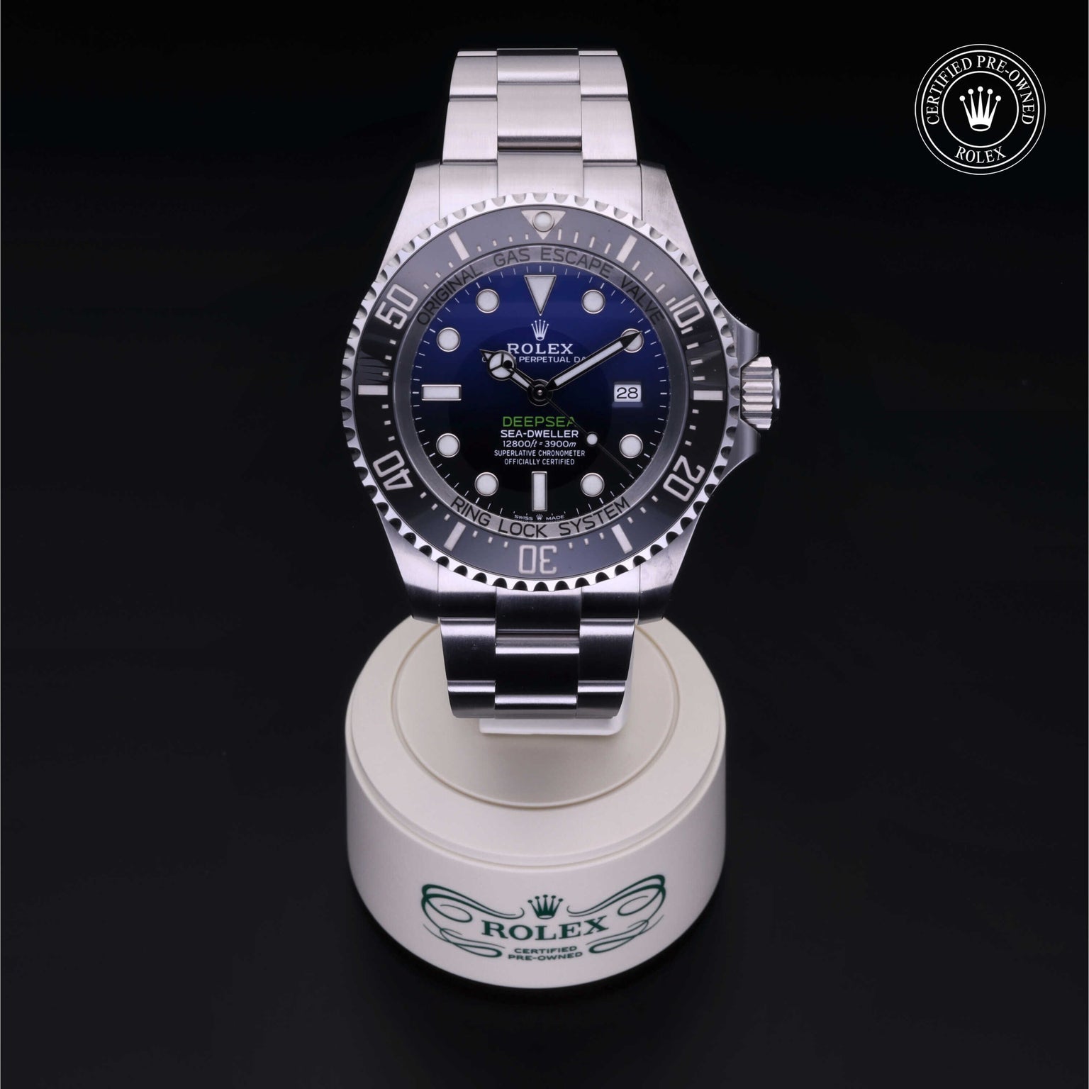 Rolex Certified Pre-owned Sea-Dweller M126660-0002 front on black background
