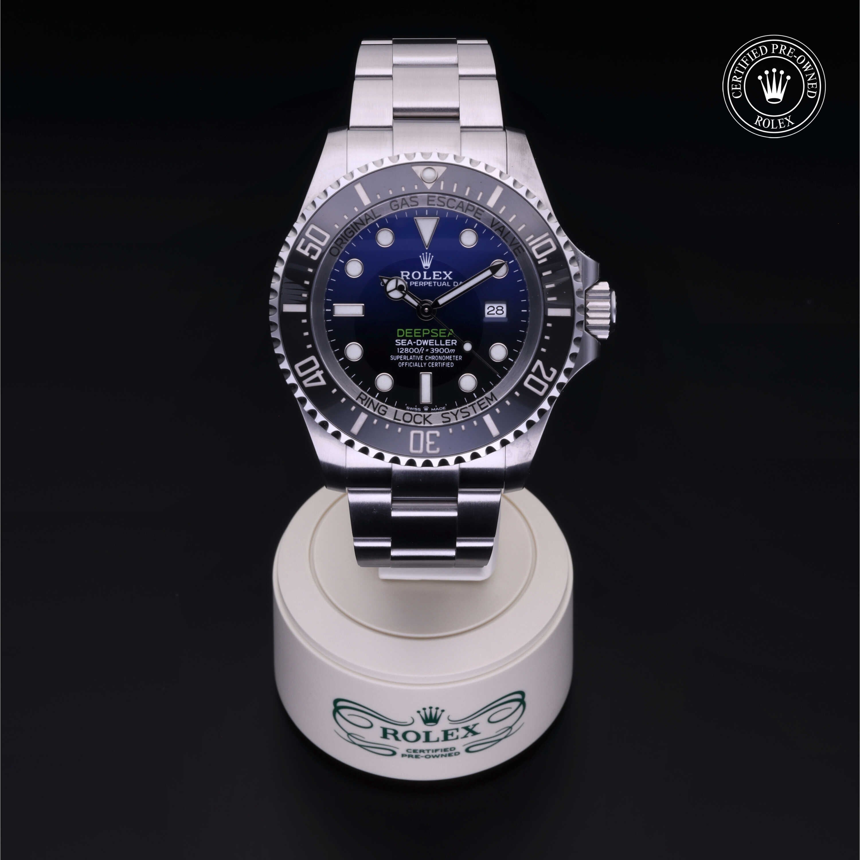 Rolex Certified Pre-owned Sea-Dweller M126660-0002 front on black background
