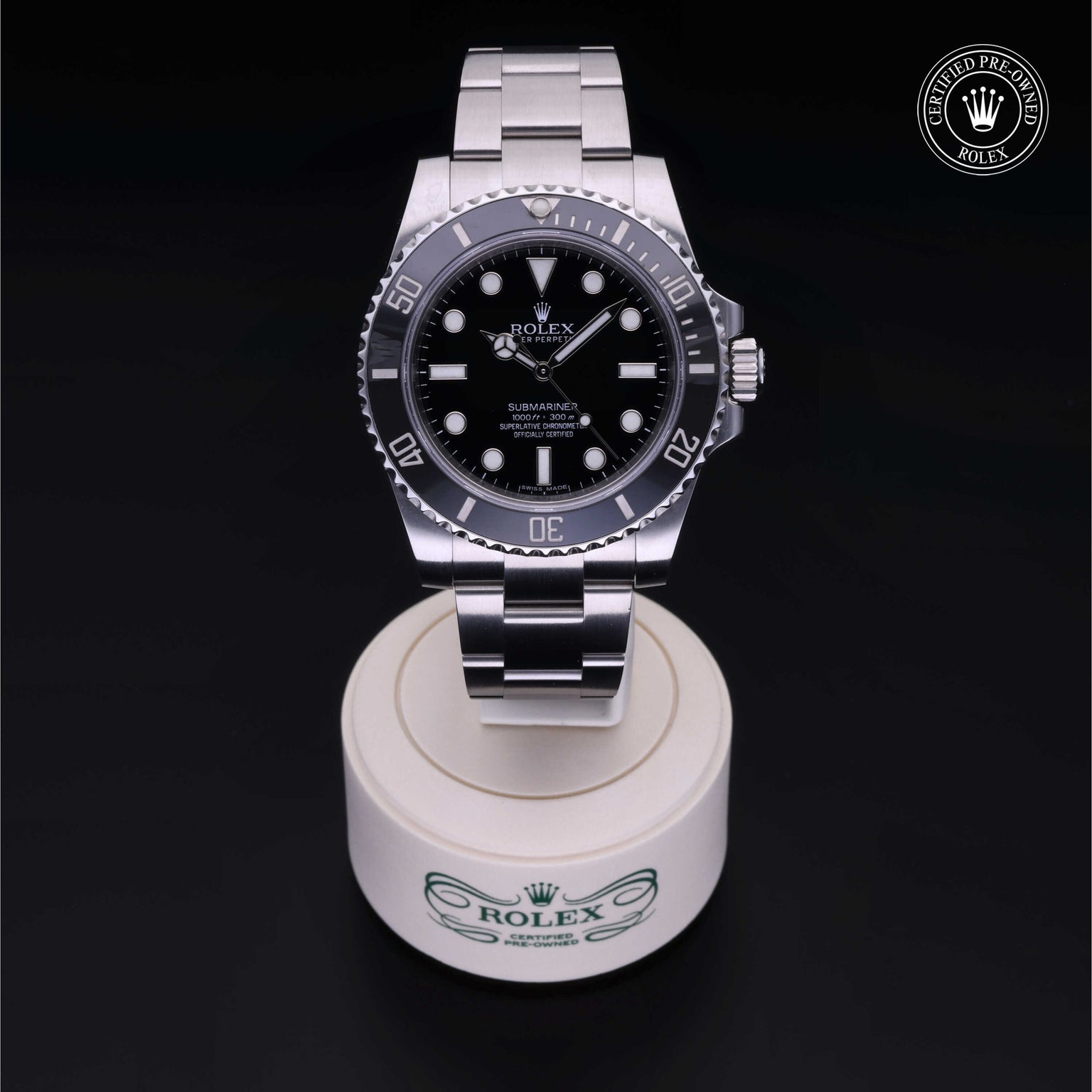 Rolex Certified Pre-owned Submariner M114060-0002 front on black background