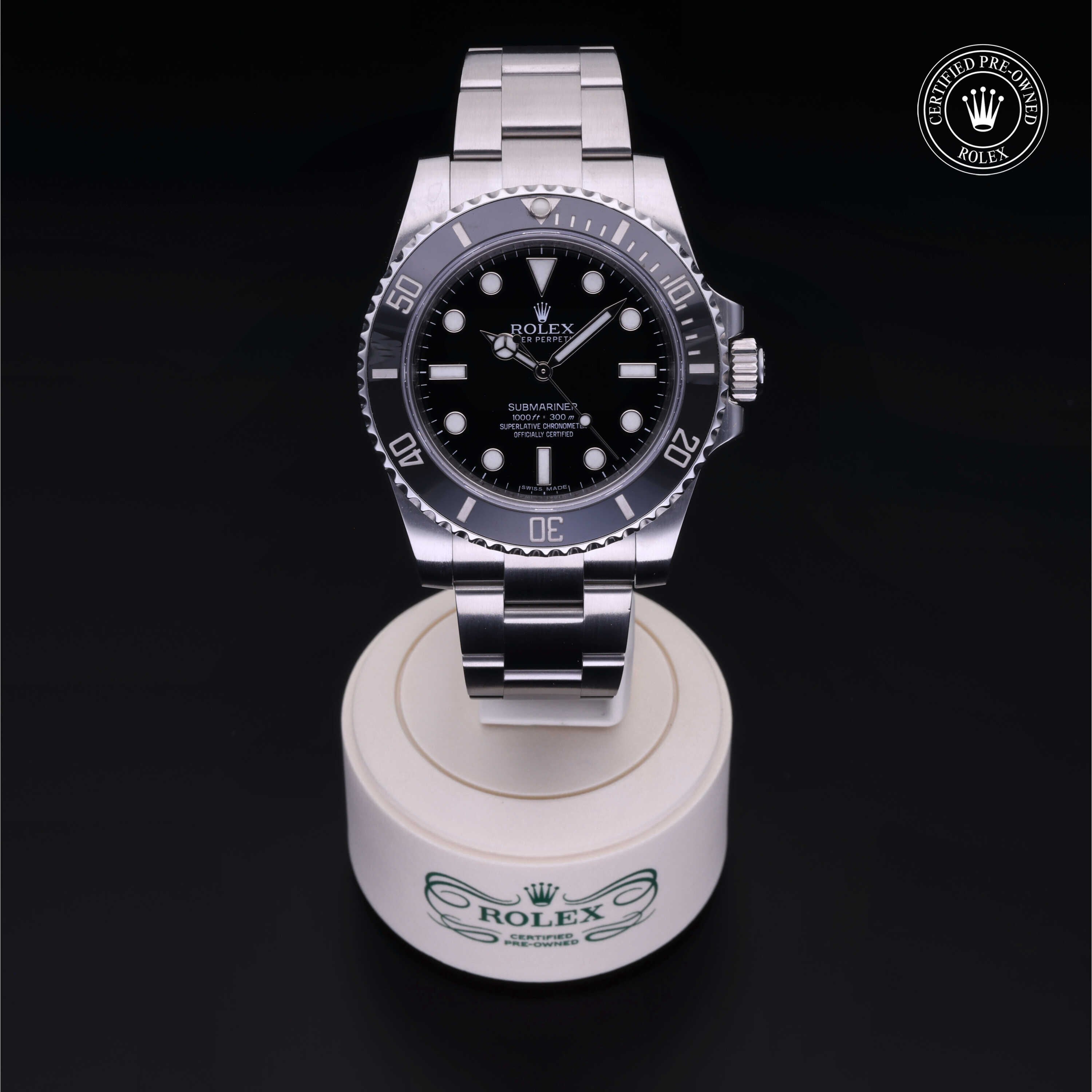 Rolex Certified Pre-owned Submariner M114060-0002 front on black background